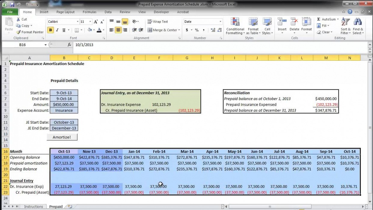  Prepaid Amortization Schedule Template Docs