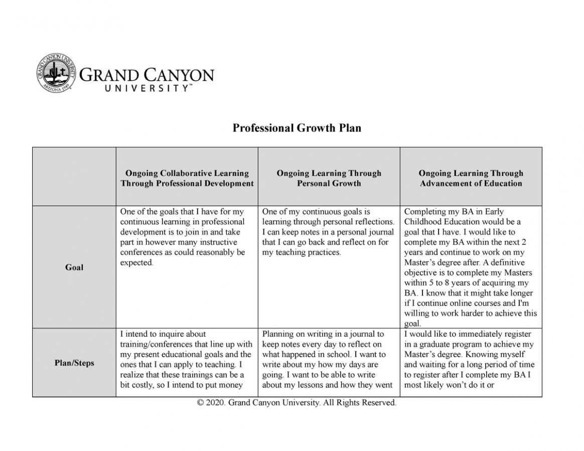 Printable Professional Growth Plan Template Excel