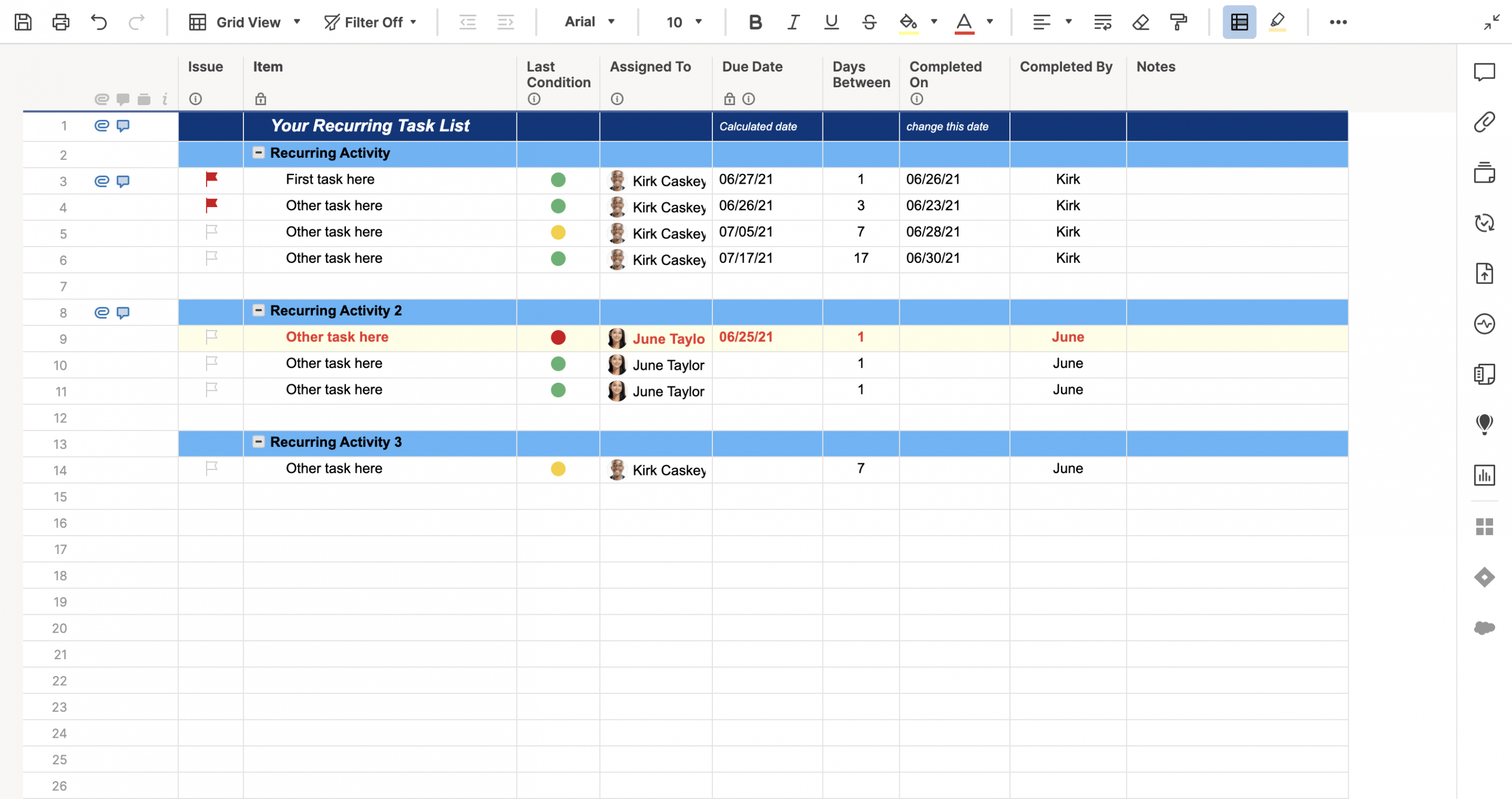 Free Recurring Schedule Template Excel