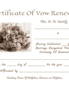 Sample Renewal Of Marriage Vows Certificate Template Word