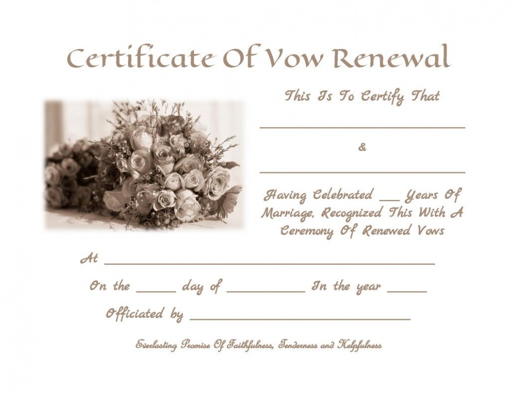 Editable Renewal Of Marriage Vows Certificate Template PDF