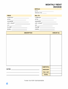 Printable Rent Due Invoice Template Word