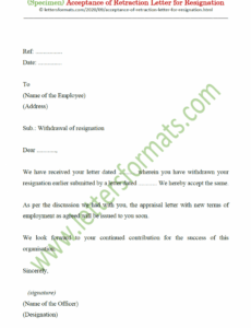 Printable Rescind Resignation Letter Template Docs