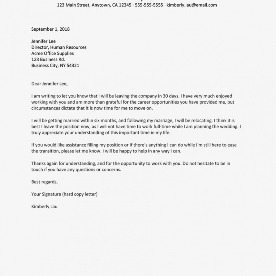  Resignation Letter Due To Relocation Of Military Spouse PDF