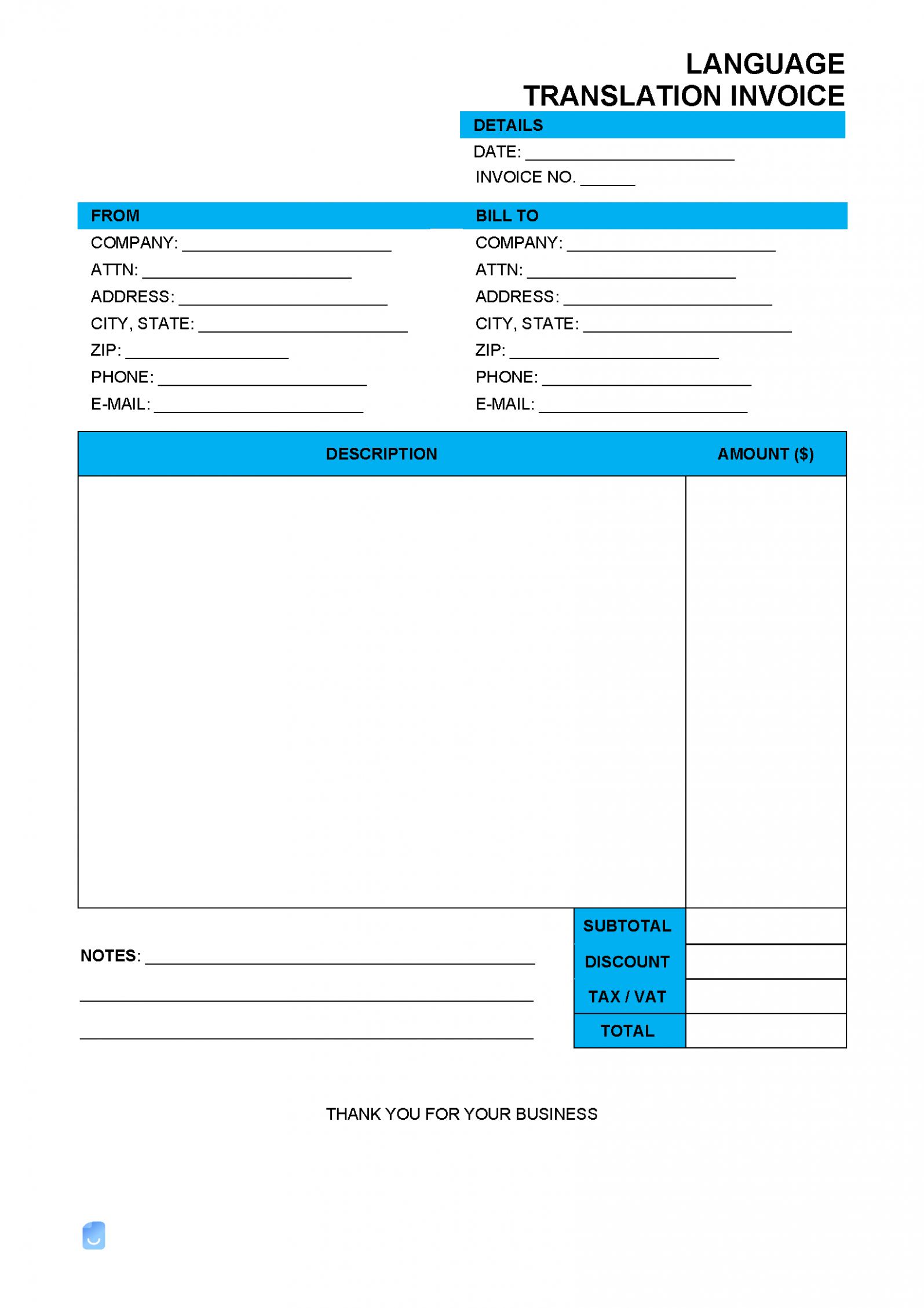 Sample Russian Invoice Template 