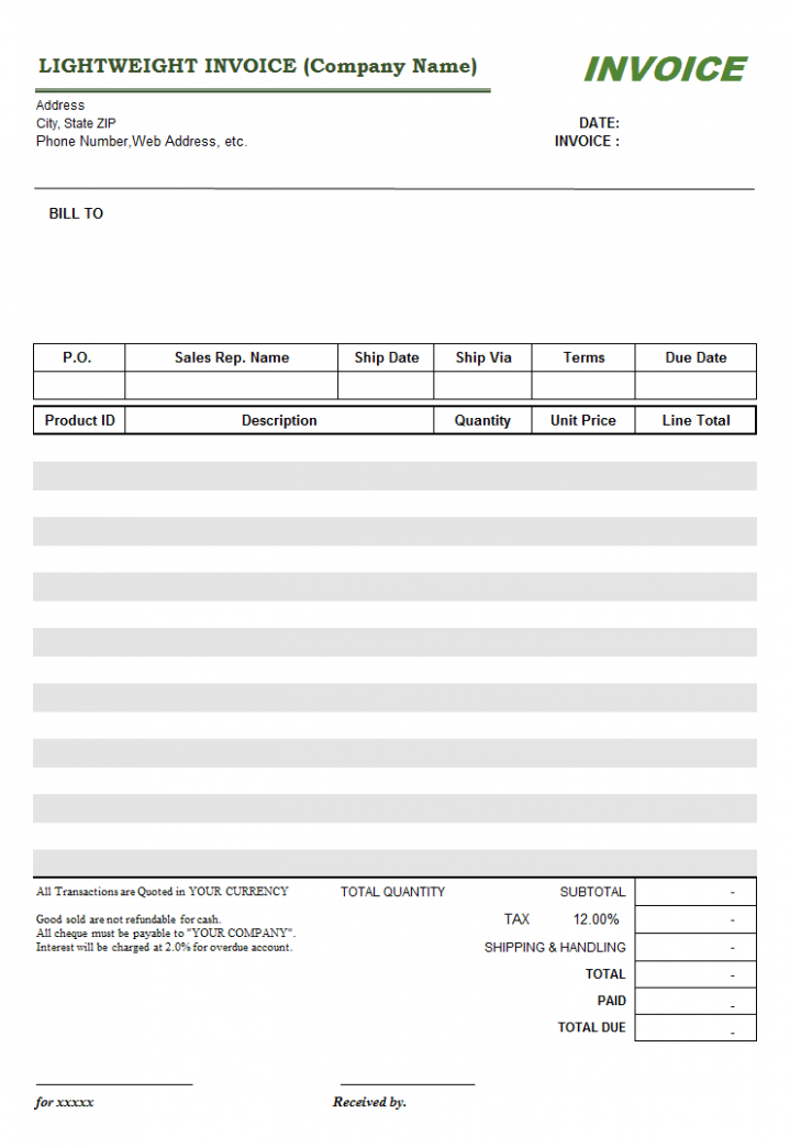 Sample Sars Tax Invoice Template Excel