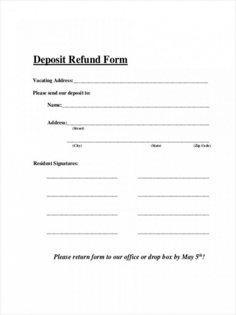 Printable Security Deposit Refund Invoice Template Excel