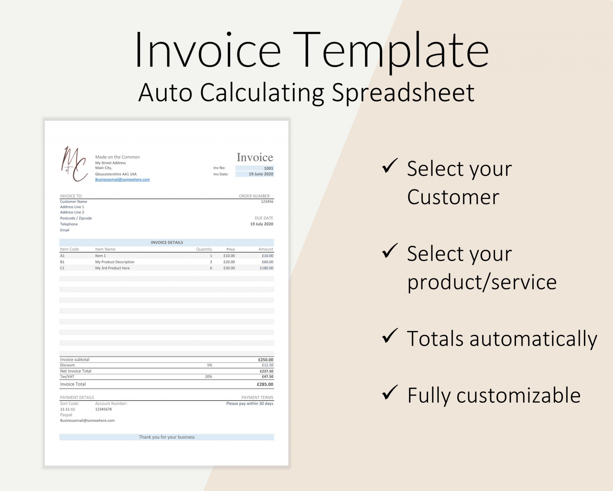 Editable Self Calculating Invoice Template Word Editable Self Calculating Invoice Template Word