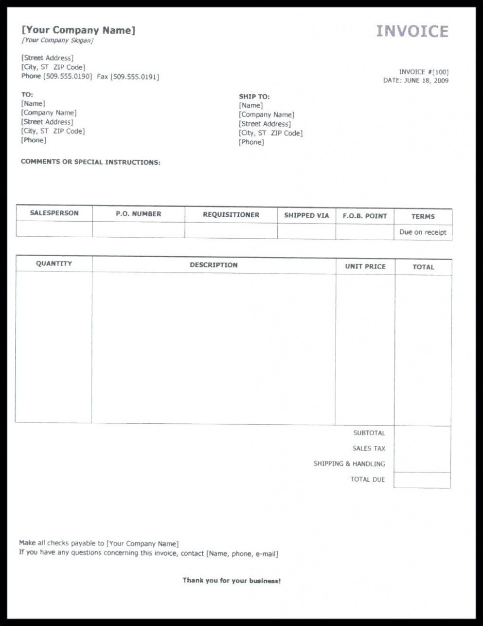 Sample Self Employed Invoice Template Uk Word