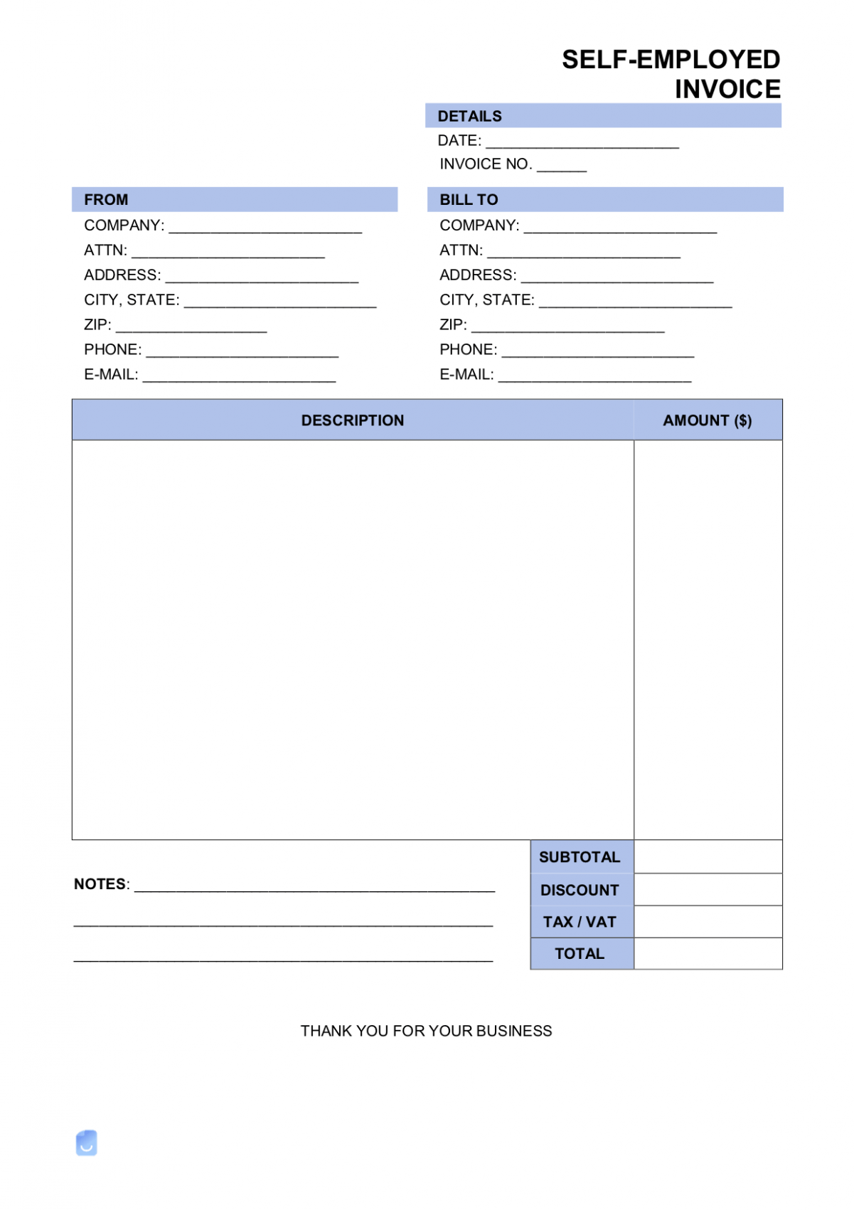 Printable Self Employed Invoice Template Word Printable Self Employed Invoice Template Word