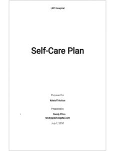 Self Management Care Plan Template Excel