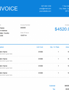 Sample Services Rendered Invoice Template