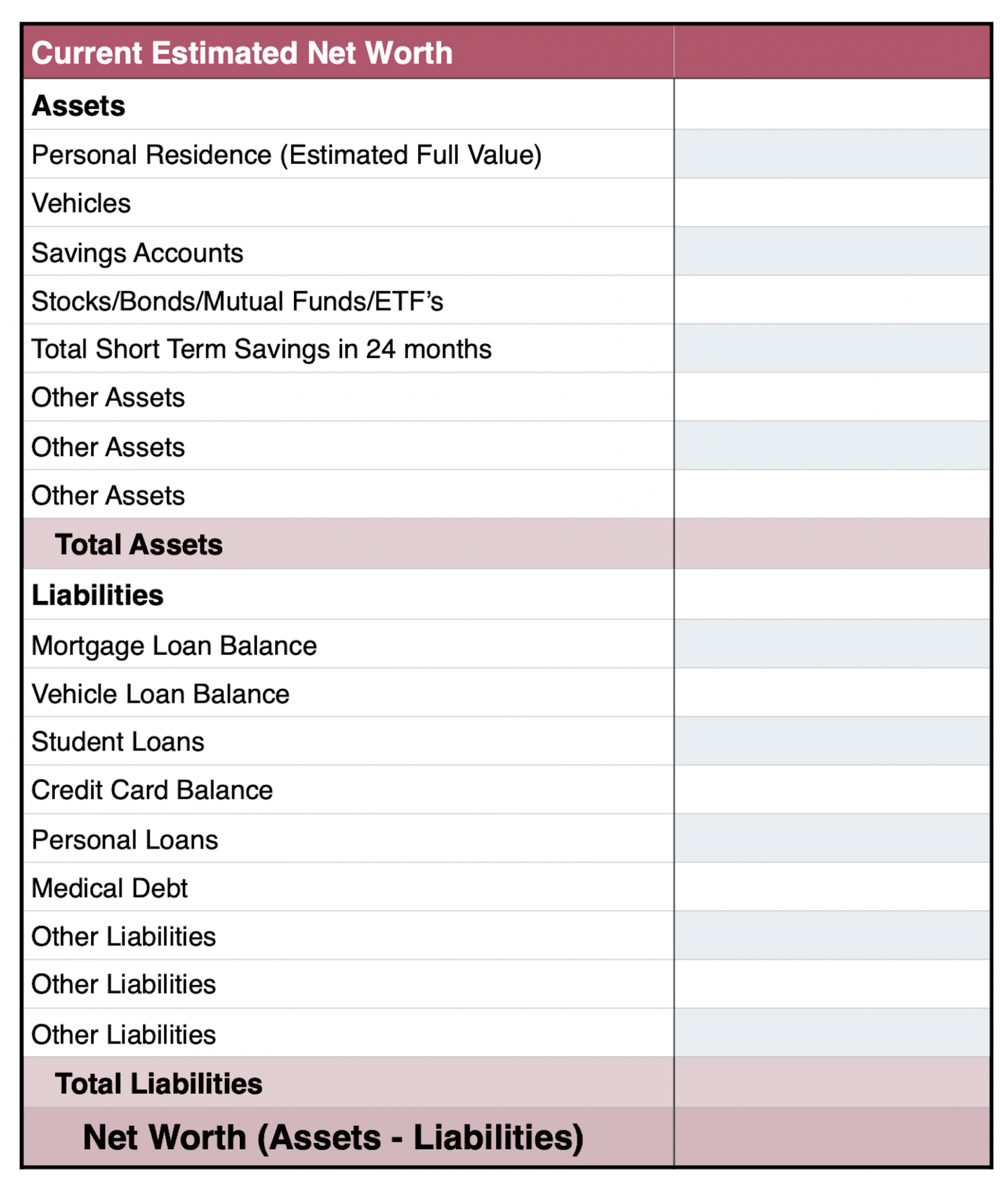  Simple Personal Financial Plan Template Sample