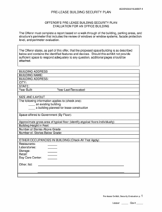Printable Site Security Plan Template Excel