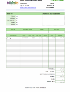 Editable Snow Removal Invoice Template