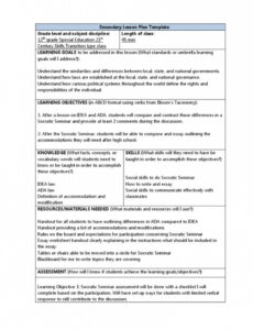 Printable Socratic Seminar Lesson Plan Template Excel