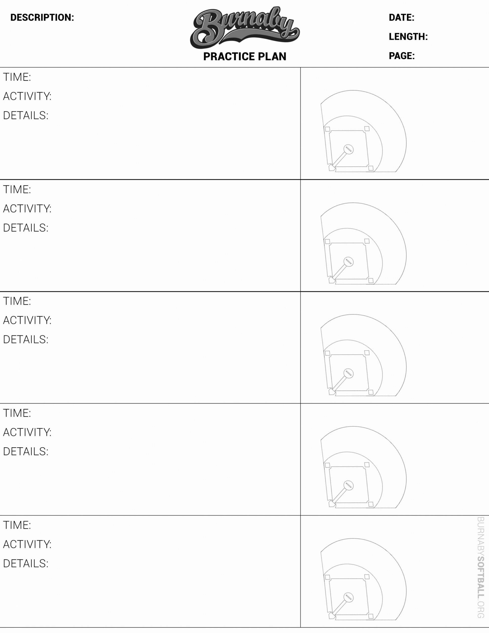 Editable Softball Practice Schedule Template PPT