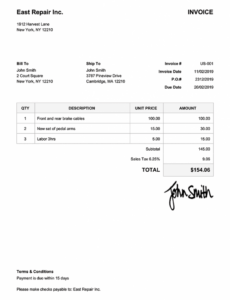 Printable Specimen Invoice Template PPT