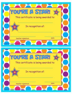 Editable Star Student Certificate Template Sample