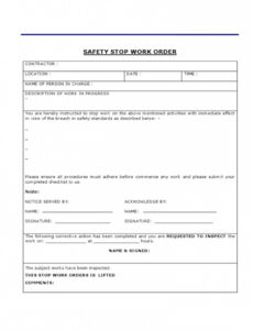 Printable Stop Work Order Template Word