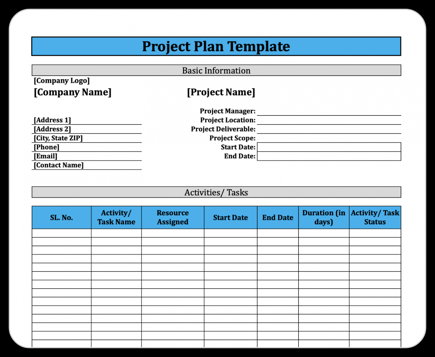 Editable Task Order Management Plan Template Doc