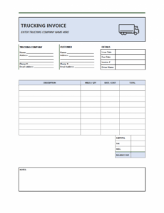 Sample Transport Service Invoice Template Doc
