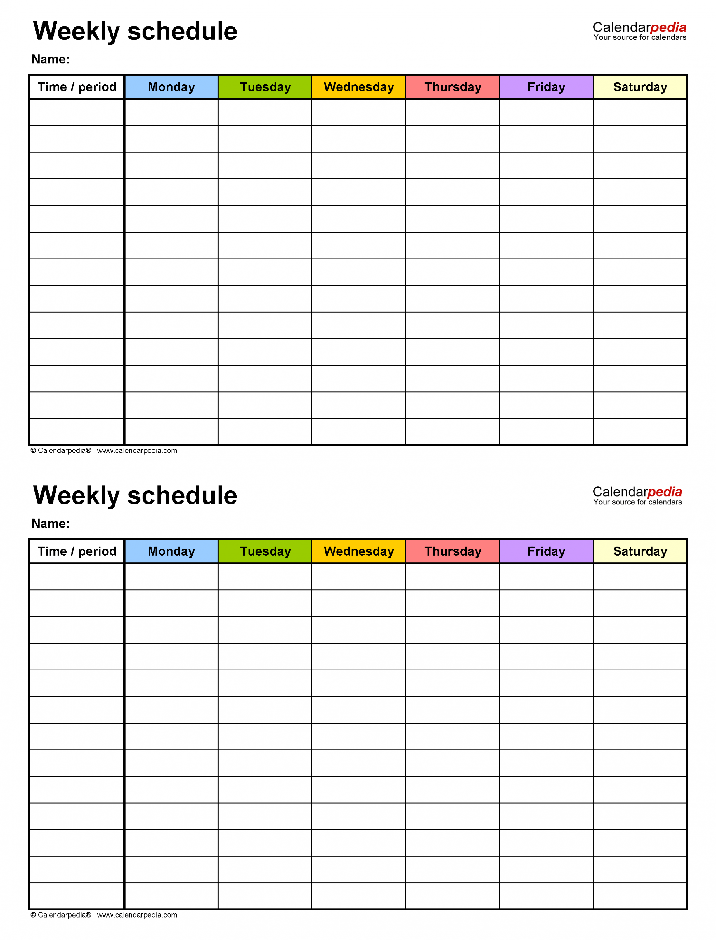 Printable Two Week Work Schedule Template Doc