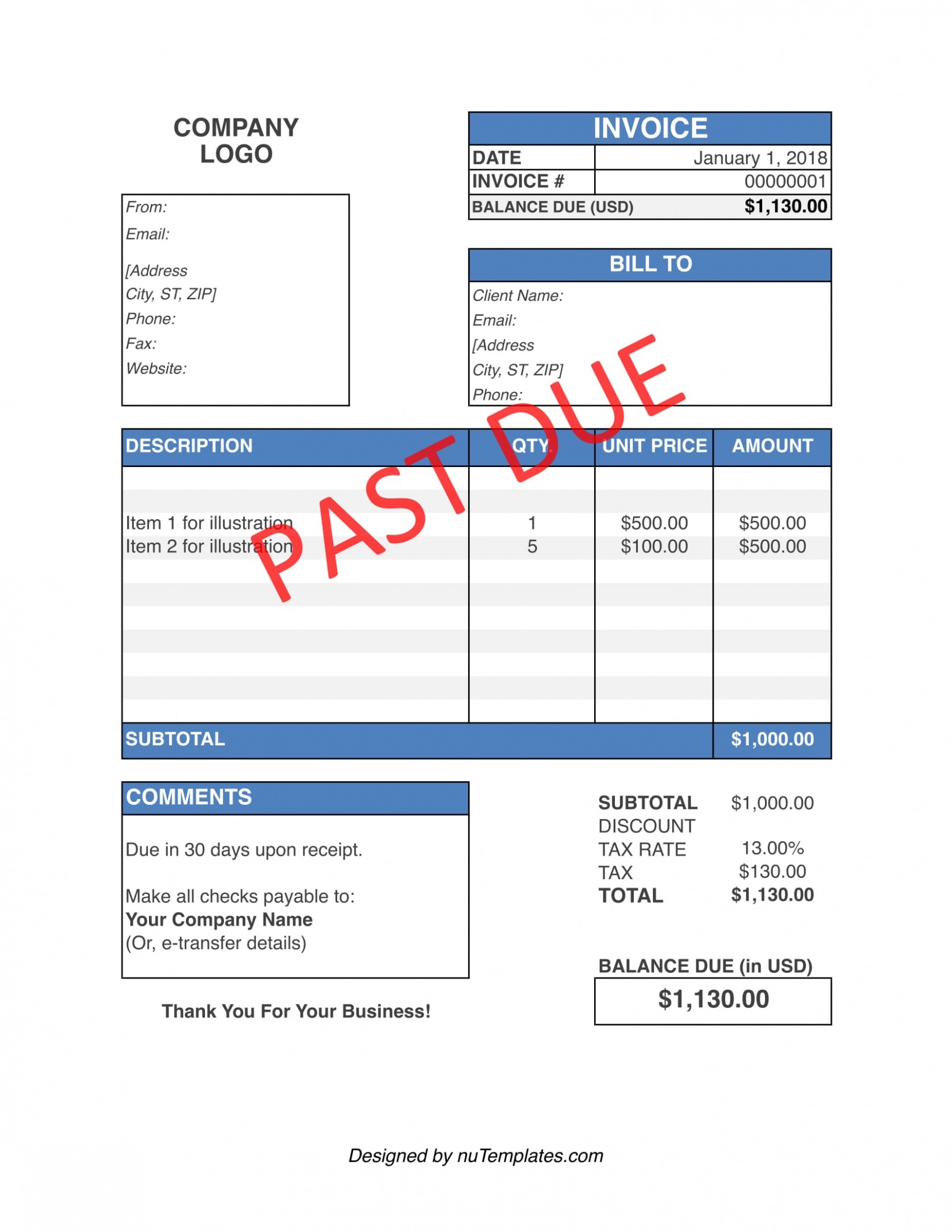 Sample Unpaid Invoice Template Sample