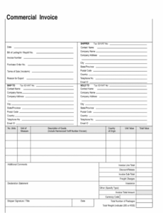 Sample Ups Commercial Invoice Template PDF