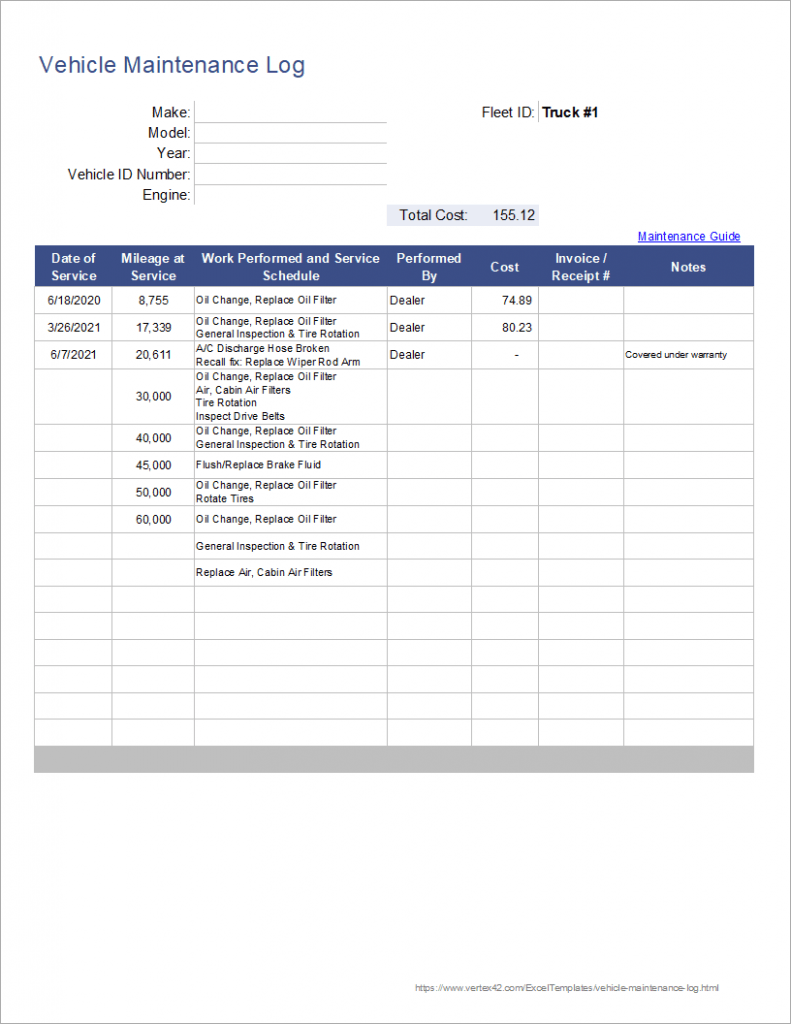 Printable Vehicle Service Schedule Template Docs Printable Vehicle Service Schedule Template Docs