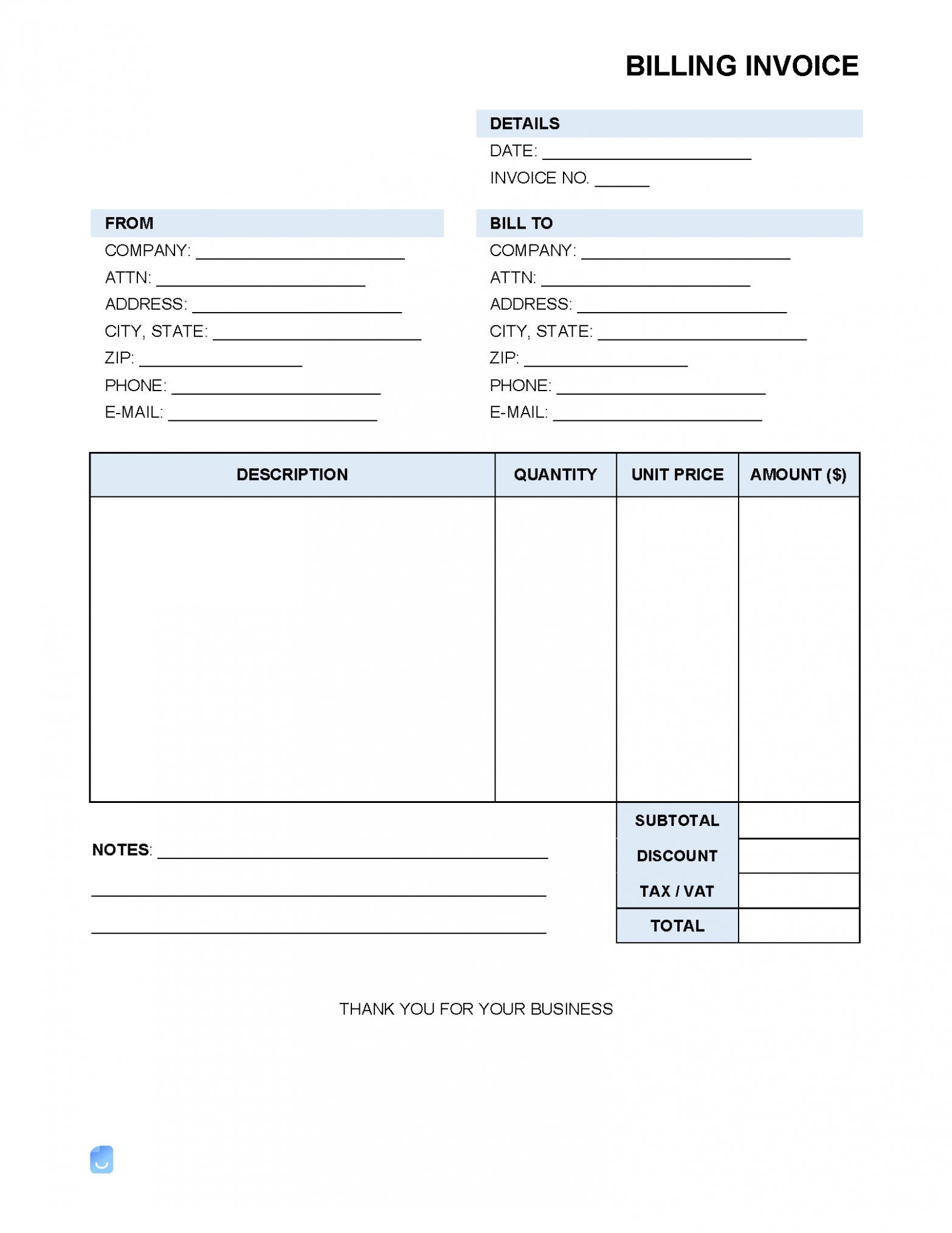 Editable Water Bill Invoice Template Excel