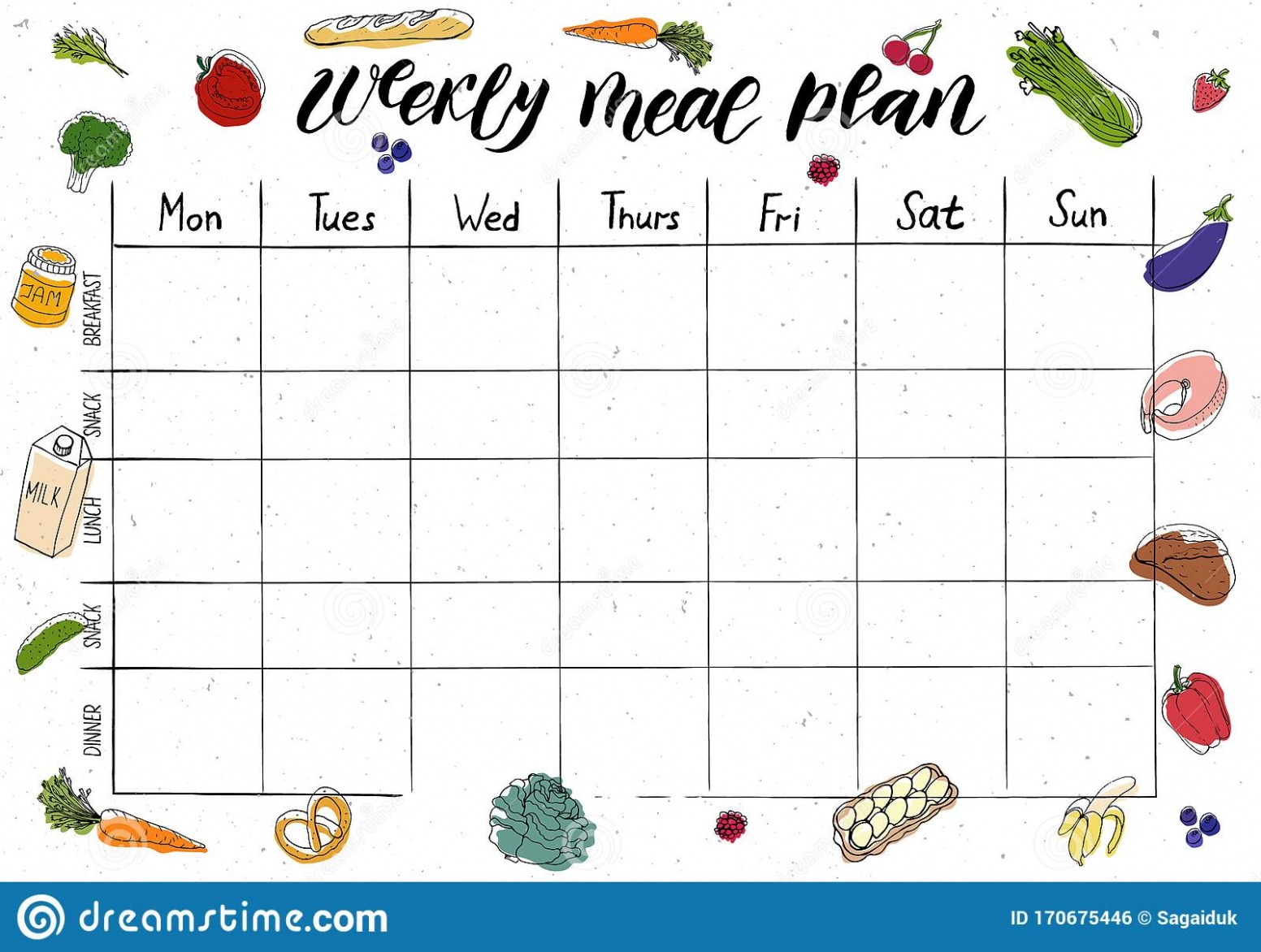  Weekly Dinner Schedule Template CSV