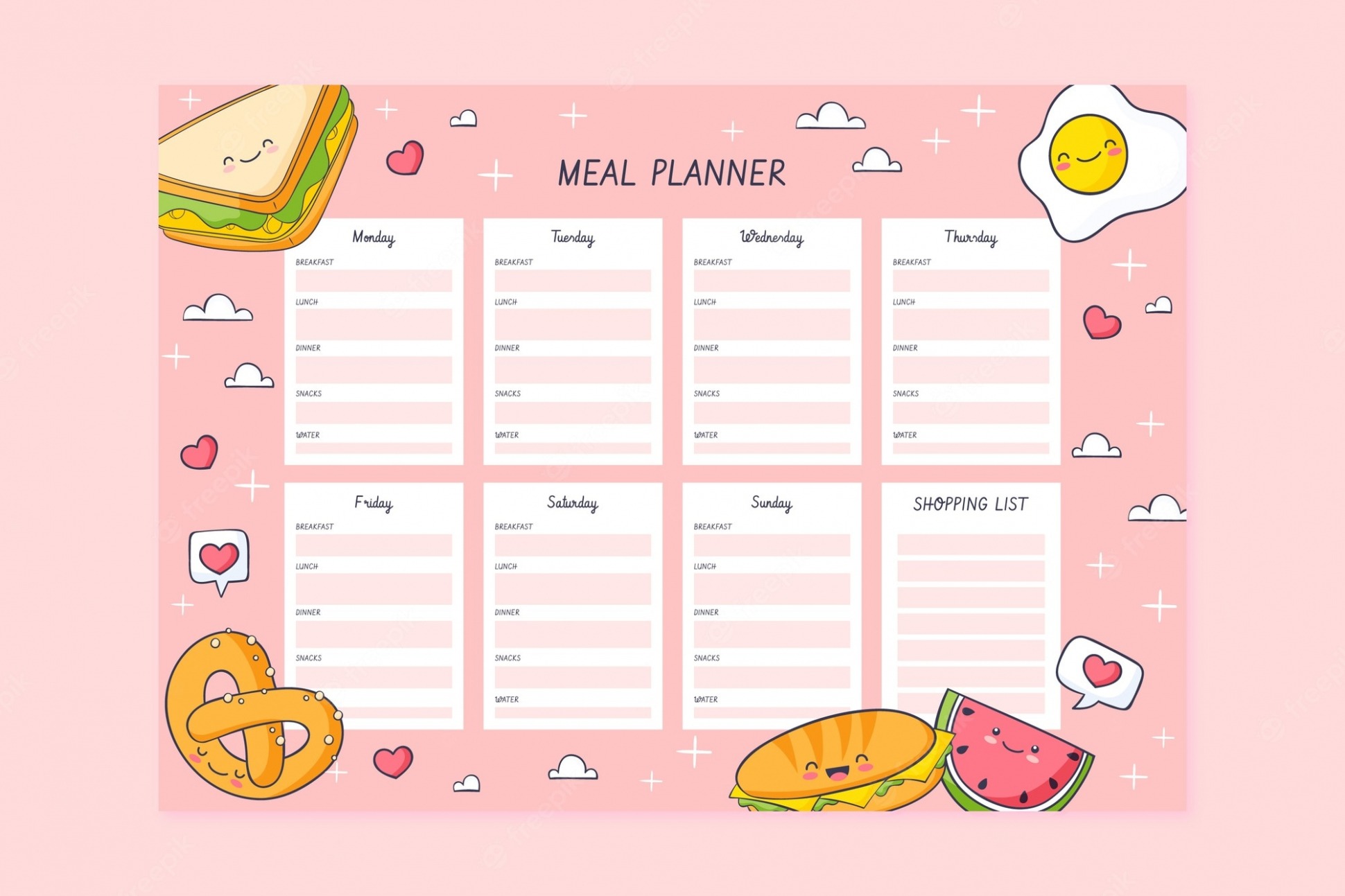 Printable Weekly Dinner Schedule Template Word