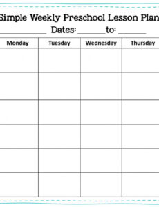 Editable Weekly Lesson Plan Template For Toddlers Sample