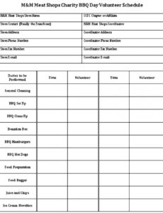 Free Weekly Volunteer Schedule Template PPT