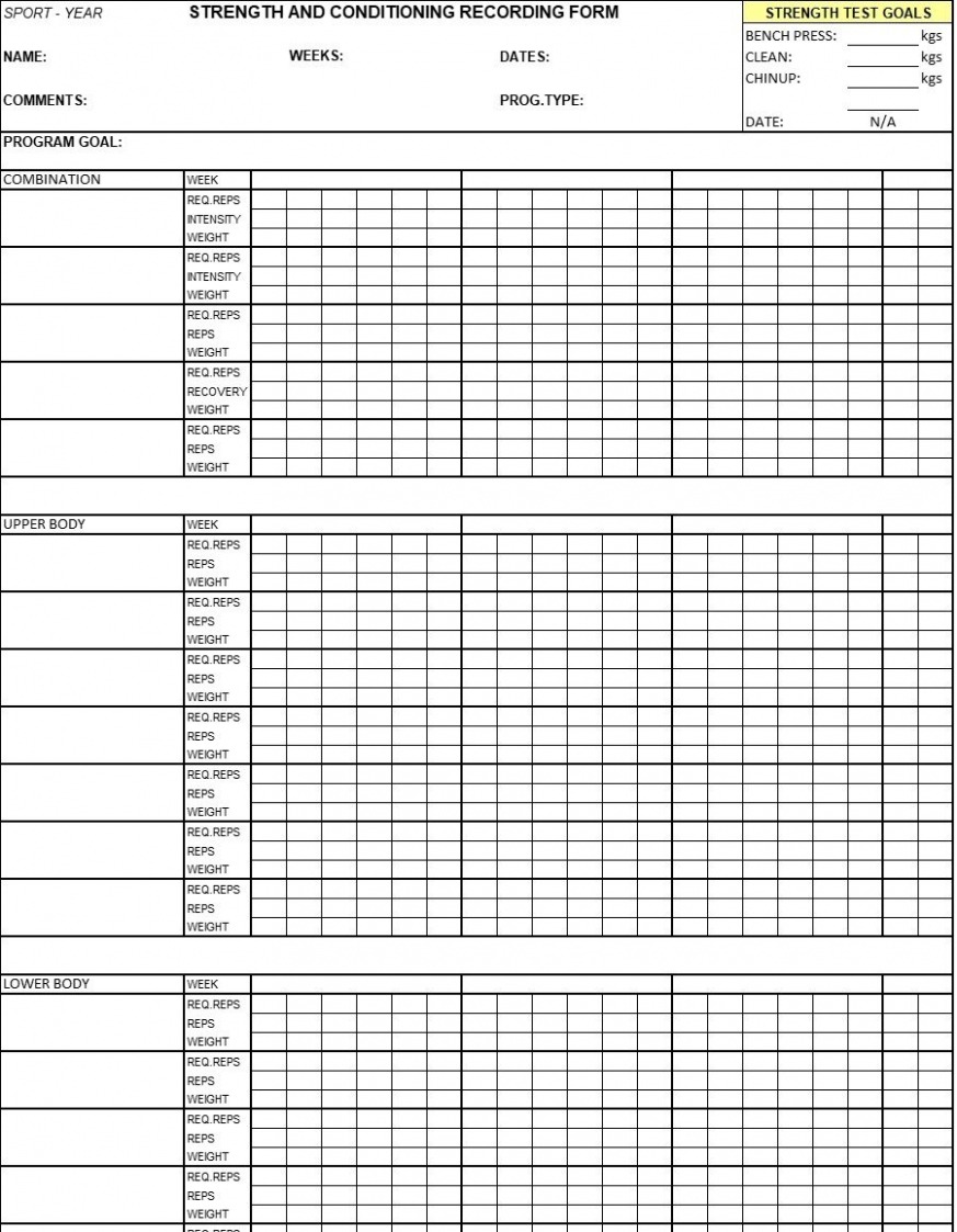Free Weight Training Schedule Template Sample
