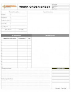 Sample Work Order Tracking Template Word