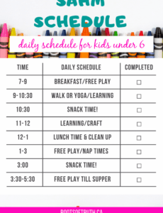 Editable Working Mom Schedule Template CSV
