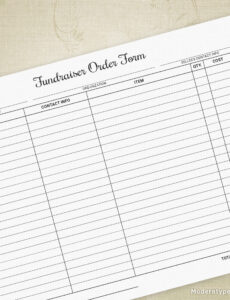 Blank Fundraiser Order Form Template Excel