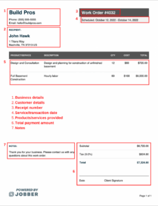 Custom Free Contractor Work Order Template  Edit &amp;Amp; Download  Jobber Doc