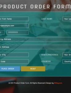 Custom Product Order Form Flat Responsive Widget Template Doc