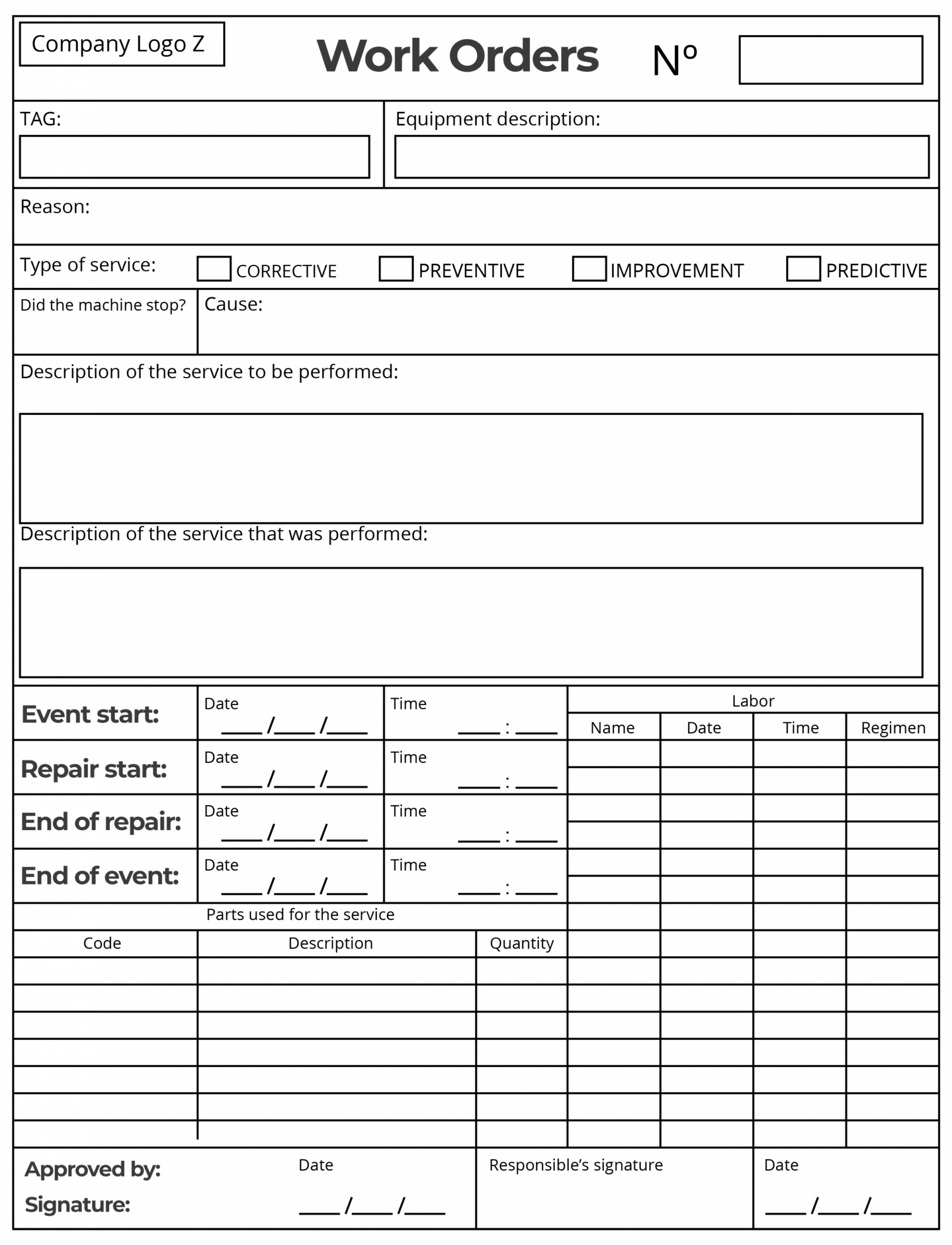 Custom Work Orders In Maintenance Complete Guide  Tractian Excel Sample