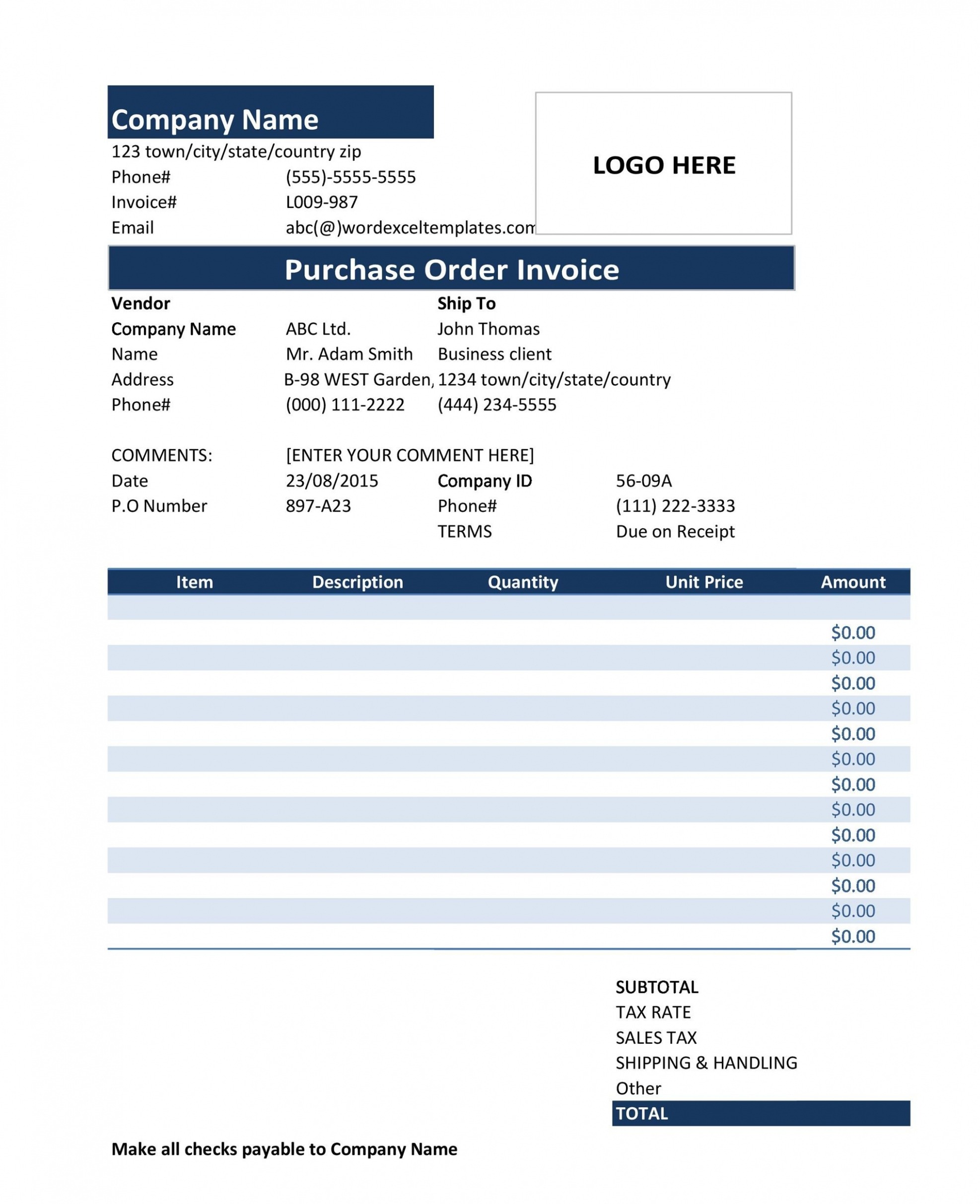 Editable 43 Free Purchase Order Templates In Word Excel Pdf  Sample