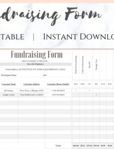 Editable Fundraising Form Fundraiser Charitable Donation  Etsy Australia Pdf Sample