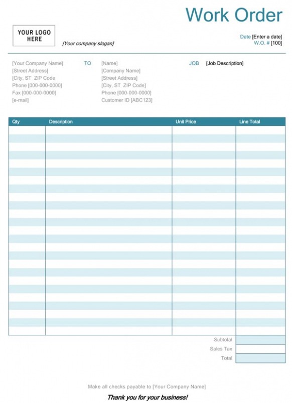 Editable Printable Blank Work Order Template Printable Templates Free Doc Example Editable Printable Blank Work Order Template Printable Templates Free Doc Example