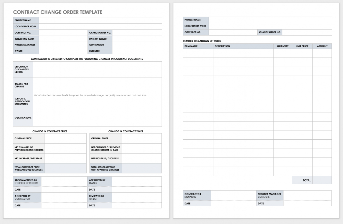 Free  Change Order Template  Example