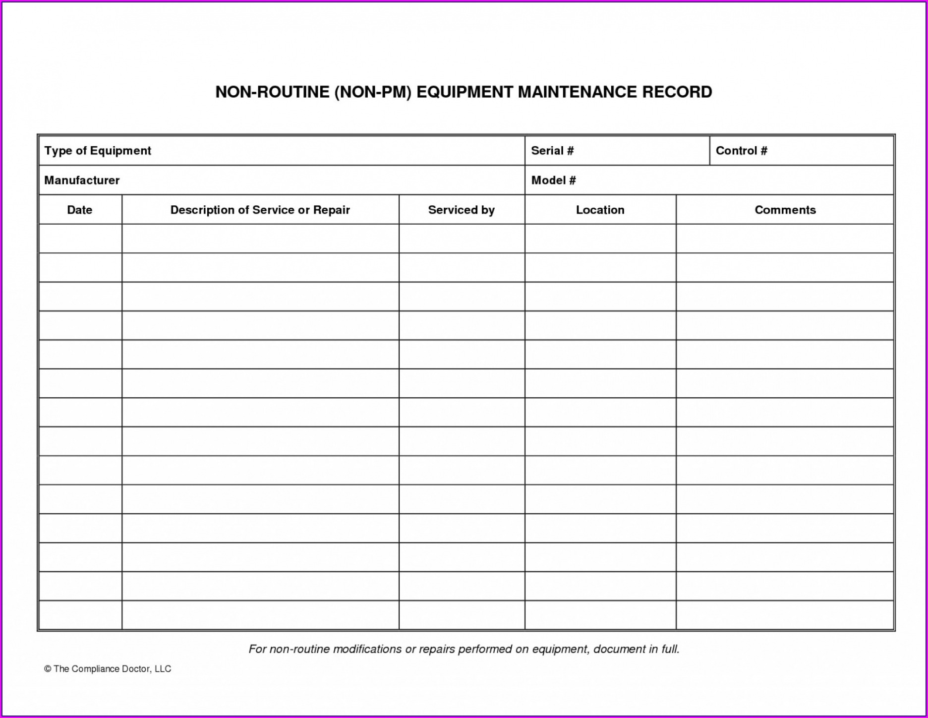 Free Custom Aircraft Maintenance Log Book Template Word Sample
