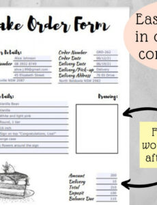 Free Editable Wedding Cake Order Form Template Bakery Order Form Cake  Etsy Doc Example