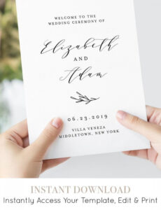 Free Editable Wedding Program Printable Folded Booklet Order Of Service Template Instant Download 100% Pdf Example