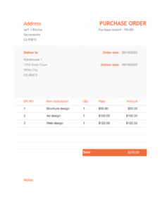 Free Printable Free Purchase Order Template  Zoho Inventory Doc Sample